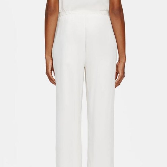 *NWT* EILEEN FISHER SILK GEORGETTE STRAIGHT PANT_BONE_L_$248 - Picture 3 of 5